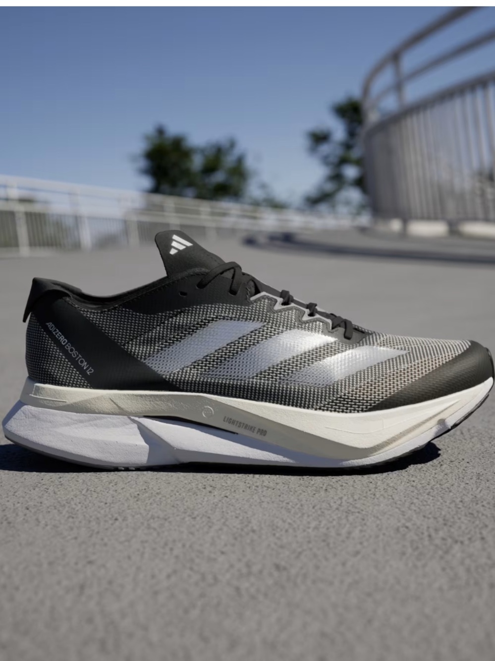 adidas Adizero Boston 12 women size 11 , men size 9.5 Black Silver Running Shoes